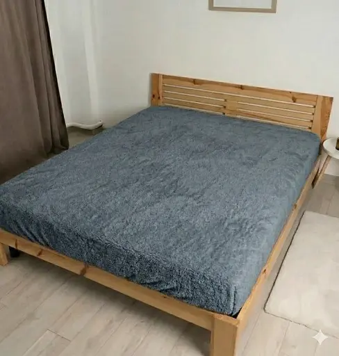 Простыня Флис Серо-голубой теплая мягкая простыня 200 x 230 см для кровати - фото 1