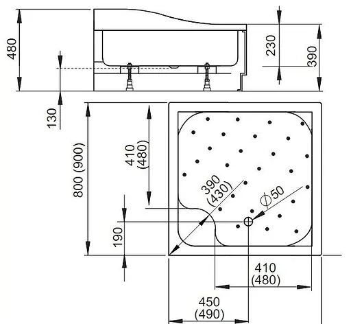 Душовий піддон Radaway Korfu C 80x80 4C88400-03 - фото 5