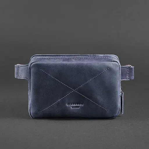 Шкіряна поясна сумка Dropbag Mini синя - фото 9
