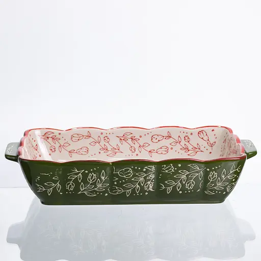 Форма для випікання Vintage 28×17×5 (см) прямокутна форма для випікання в духовці з ручками Зелений Yiwu HM05-10 - фото 4