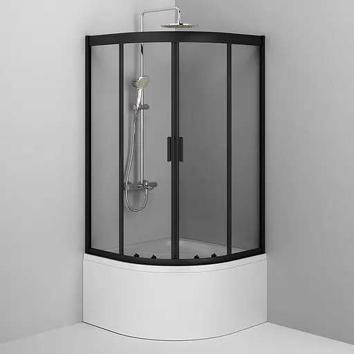 Душевая кабина Am.Pm Gem 90x90 см без поддона black W90UG-401A090BT, Черная, Универсальная, прозрачная, черная - фото 3