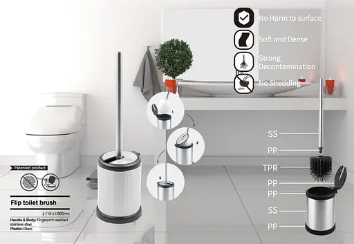 Йоржик для унітазу підлоговий Mixxus Topper-TB0201 white MI7094, Білий матовий - фото 11