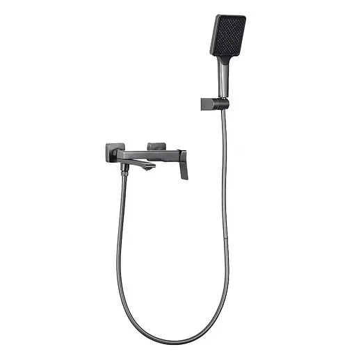 Змішувач для ванни поворотний вилив збройова сталь Frap F3284-9 Графітовий хром - фото 1