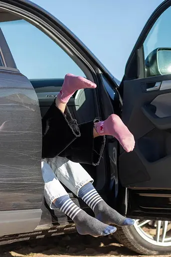 Носки с принтом полоски высокие бесшовные качественные ORGANIC cotton JILL ANTONY Серый, 42-43 - фото 3