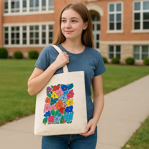 Набор экосумка-раскраска «Funny Flowers» хлопок 220 г/м2 38х42см ROSA Talent [CD] - фото 5