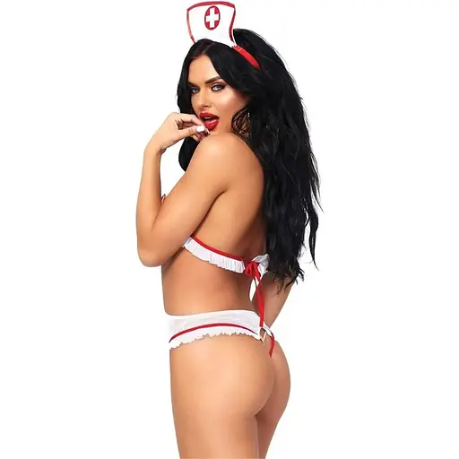 Еротичний костюм Leg Avenue Roleplay Naughty Nurse White/Red One size - фото 2