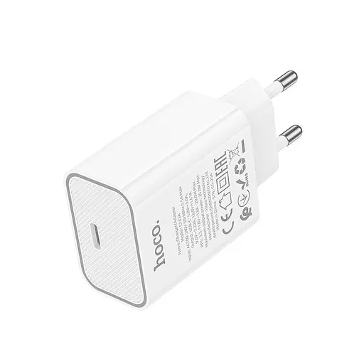 Адаптер сетевой HOCO Benefit single port charger C143A 1Type-C, 3A/20W, PD/QC| - фото 1