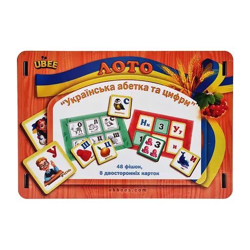 Настільна гра Лото "Абетка і цифри" (ПСД250) PSD250, 48 фішок