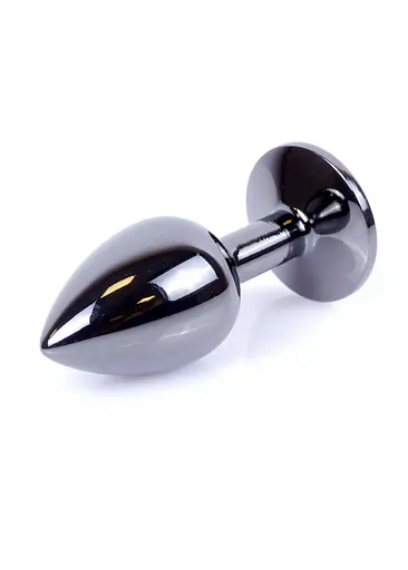 Металева анальна пробка з кристалом Boss Jewellery Dark Silver PLUG Clear 7 см (прозорий) - фото 4