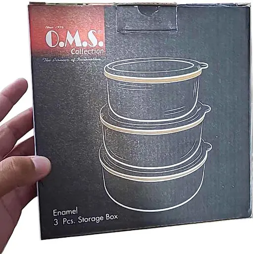 Набор эмалированных контейнеров O.M.S. Collection 10200 для еды 3 предмета Красный (Турция) - фото 7