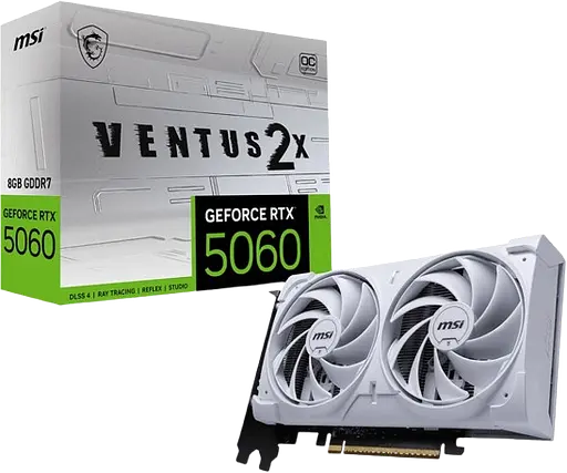 Видеокарта GeForce RTX 5060 8GB MSI Ventus 2X OC White (RTX 5060 8G VENTUS 2X OC WHITE) - фото 1