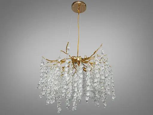 Дизайнерська підвісна кришталева люстра Гліцинія, 8 ламп, золото - фото 3