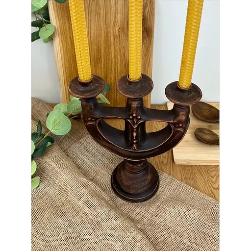 Свічник на три свічки керамічний (глиняний) різьблений - фото 2