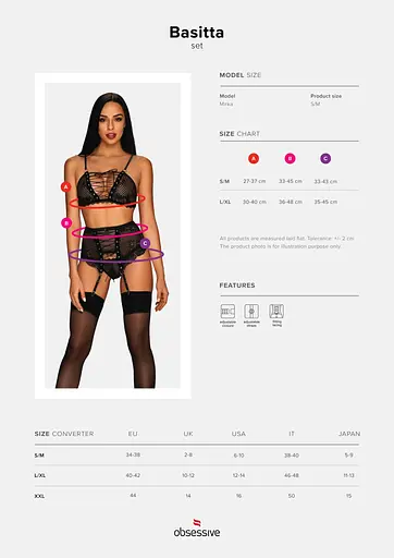 Комплект белья Obsessive Basitta S/M черный - фото 7