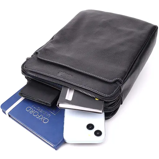 Стильна чоловіча сумка через плече із дрібнозернистої натуральної шкіри. SHVIGEL 19,5х25х5 см sum0027422 - фото 8