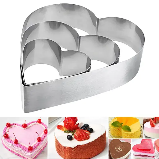 Набір металевих форм кілець для десертів, тістечок, випічки тортів у формі сердець 20х19 см (висота 8 см), Господар Сріблястий 87047 - фото 3