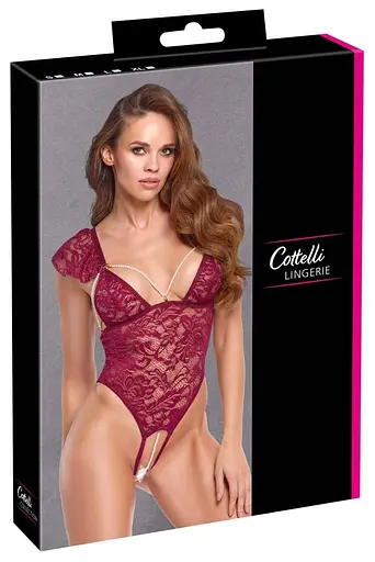 Боді Cottelli Lingerie Pearls L (бордовий) - фото 13
