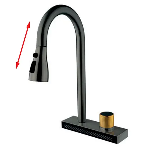 Змішувач для кухні з висувним виливом Mixxus "Водоспад" FOL-014 graphite MI6342 Графит - фото 1