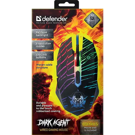 Комплект (миша + килимок) Defender Dark Agent GM-590L (52590) [135192] - фото 9