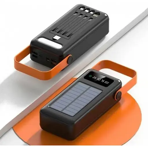 Портативное зарядное устройство для Power Bank ProTech 40000 с фонарем и встроенный кабель адаптер 4 в 1 Черный - фото 1