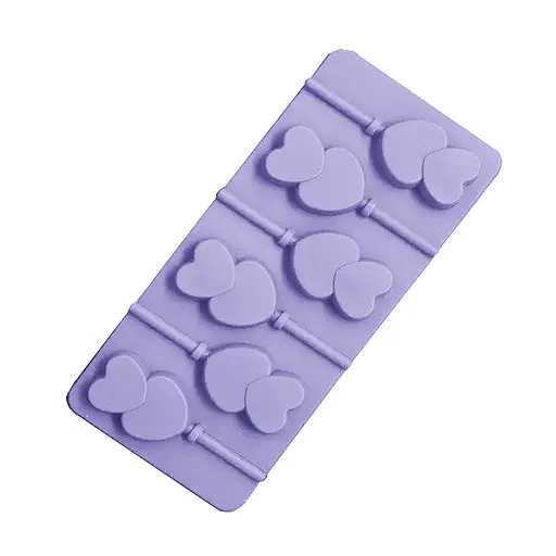 Силиконовая форма для леденцов и конфет на палочке "Сердечки", Kitchen Master Сиреневый 87407 - фото 5