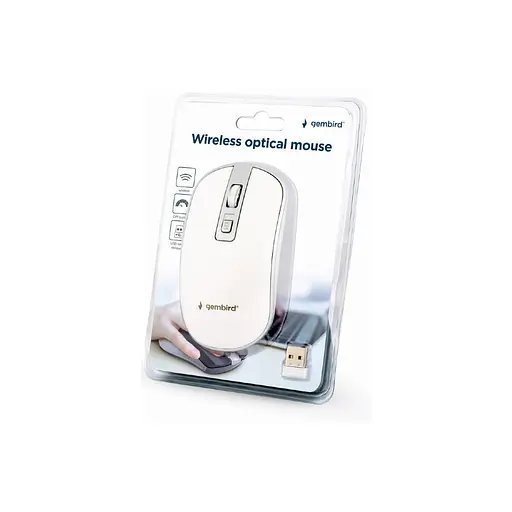 Мишка Gembird MUSW-4B-06-WS Wireless White-Silver (MUSW-4B-06-WS) - фото 2