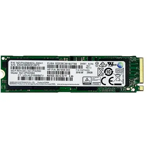 Накопичувач SSD Samsung M.2 2280 256GB (MZ-VPW2560) Б/В - фото 1