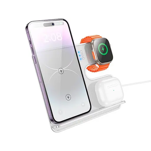 Зарадка Qi HOCO Falcon 3-in-1 desktop vertical wireless fast charging CQ19 |15W| - фото 2