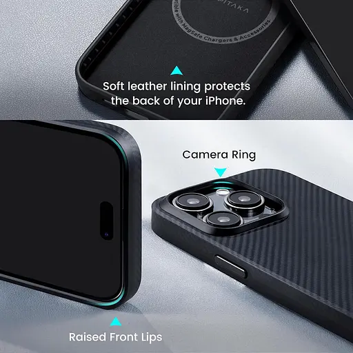 Оригинальный противоударный чехол iPhone 15 Pro Max Pitaka Military Grade MagSafe MagEz 600D Black/Grey - фото 4