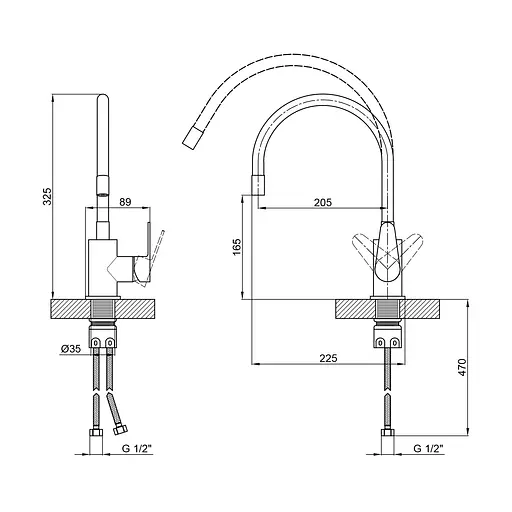 Смеситель для кухни Lidz Vida 04R-BFS U-образный гибкий Black (k35) Нержавеющая сталь - фото 4