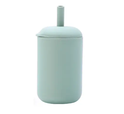 Силиконовая, безопасная детская чашка с соломинкой без содержания бисфенола А, 175 мл, Moody blue - фото 1