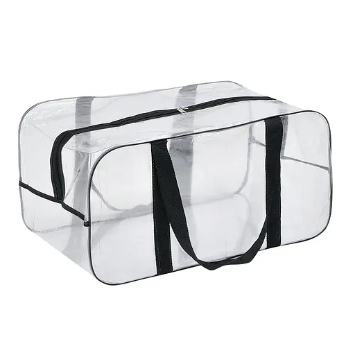 Набор прозрачных сумок в роддом: размер L 50х25х30 см + размер XL 60х25х30 см (черные) - фото 3