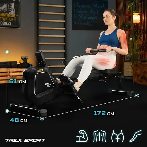 Гребний тренажер Trex Sport TX-580RM Rein чорний - фото 2