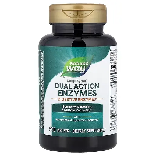 Ферменти для м'язів та травлення Mega-Zyme Systemic Enzymes Nature's Way подвійної дії 100 таблеток