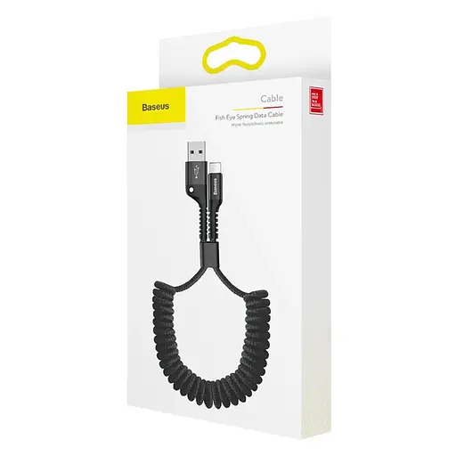 Кабель Baseus Fish eye Spring Data Cable Lightning 1m Black - фото 2