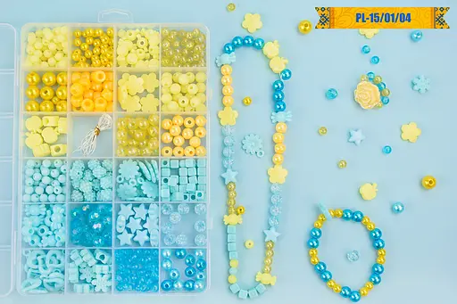 Набор бисера PL-15/01/04 Країна Іграшок Патриотические цвета, бусины, подвески, леска, в коробке (6984641401362) - фото 2