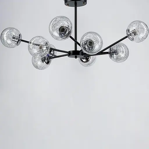 Стельова люстра в чорному корпусі на 10 плафонів | Арт. 8122/10 BK | Line F - фото 1