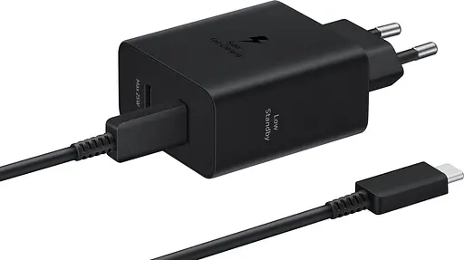 Samsung Зарядний пристрій мережевий 50Вт 2xUSB-С кабель USB-C > USB-C 1.8 м чорний - фото 1