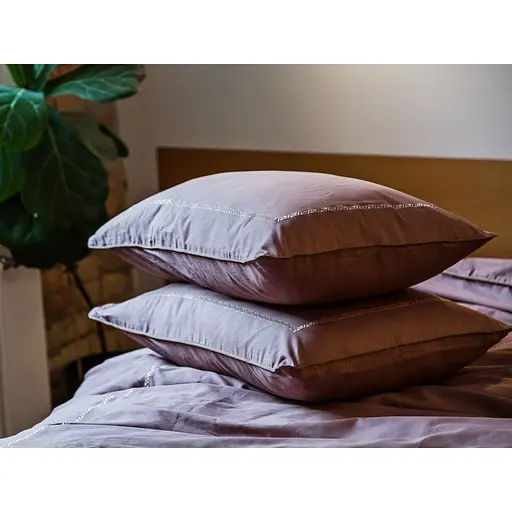 Комплект постільної білизни Ecotton Premium Stucco євро сатин вишивка з кантом бузковий (25092) - фото 7
