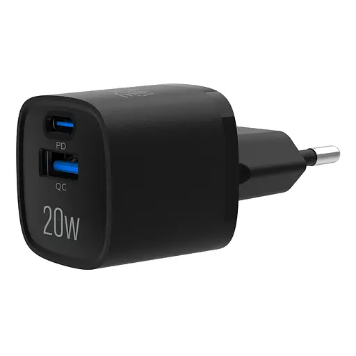 Зарядний пристрій мережевий MAKE 20W GaN3 Mini Type-C PD3.0 + USB QC3.0 Black