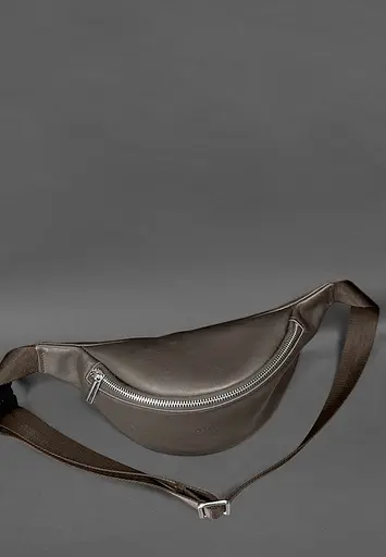 Шкіряна поясна сумка-бананка Kanny темно-бежева - фото 3