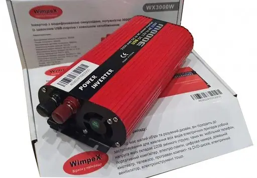 Преобразователь постоянного тока Wimpex 3000W инвертор для автомобиля 12В-220В - фото 2