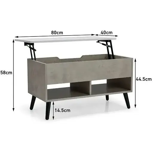 Стіл трансформер Costway Lagom в стилі Loft сірий - фото 4