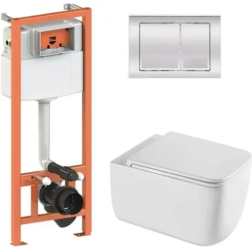 Набір Q-tap Nest 4 в 1 підвісний унітаз Gemini Ultra Quiet 530х365х373 + комплект інсталяції QT2533076EUQW46161 - фото 1