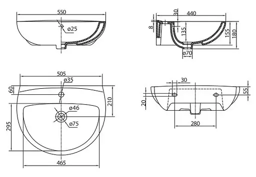 Раковина Kolo Freja 55x44 L71155000 - фото 2