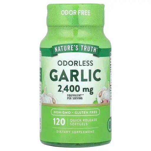 Чеснок Nature's Truth Odorless Garlic без запаха 2400 мг 120 гелевых капсул быстрого высвобождения - фото 1