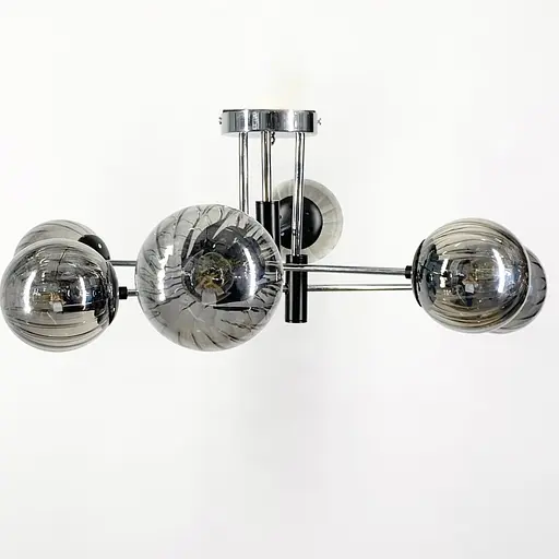 Потолочная люстра в хромированном корпусе на 6 графитовых плафонов Ø 70 см | Ст. 51797/6 CH+BK+GR | Line F - фото 5