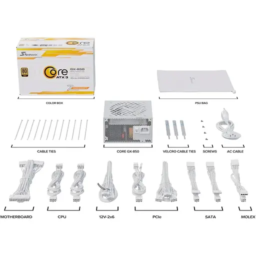 Блок живлення Seasonic Core GX-850W ATX 3.1 80+ Gold White (CORE GX-850-ATX31 WHITE) - фото 9