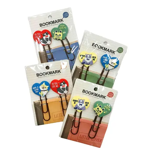 Закладка-скріпка для книг Котики-серце силіконова в асортименті 8 см 2 шт.