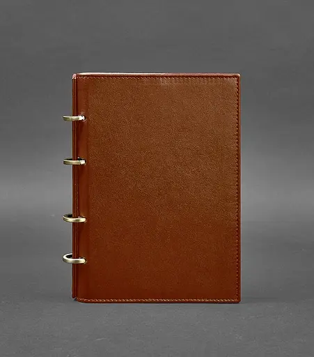 Шкіряний блокнот на кільцях (софт-бук) 9.0 з твердою коричневою обкладинкою - фото 1